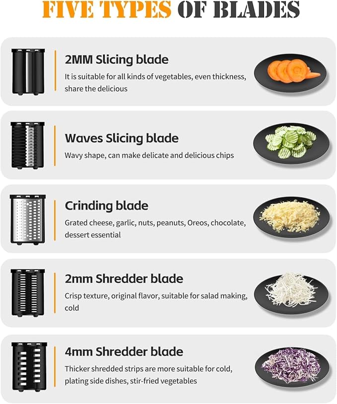 Electric Cheese Grater, 5-In-1 Electric Grater, 300W Salad Maker, Electric - Image 3