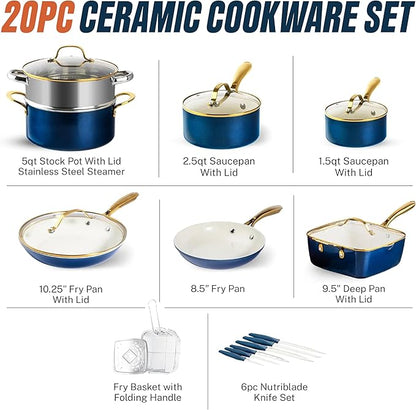 Gotham Steel 20pcs Pots and Pans Set Non Stick Ceramic Cookware Set - Image 2