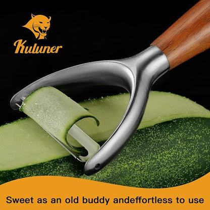 Premium Y Type 304 Stainless Steel Multifunctional Kitchen Peeler Real Wood - Image 3