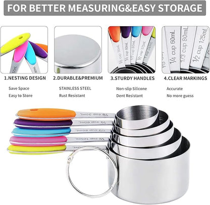 TILUCK measuring cups and magnetic measuring spoons set, stainless steel - Image 4