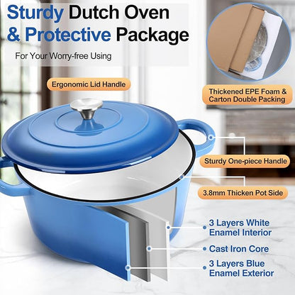 P&P CHEF 7QT Enameled Dutch Oven, Cast Iron Dutch Oven Pot - Image 3
