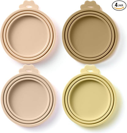 4 Pack Universal Pet Food Can Covers Lids by BasicHaus