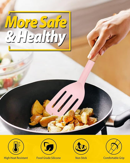 Pack of 2 Silicone Cooking Spatula, Heat Resistant Solid Turner, Non Stick - Image 3