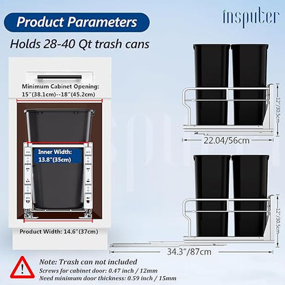 Insputer Dual Pull Out Trash Can Under Cabinet - Image 2