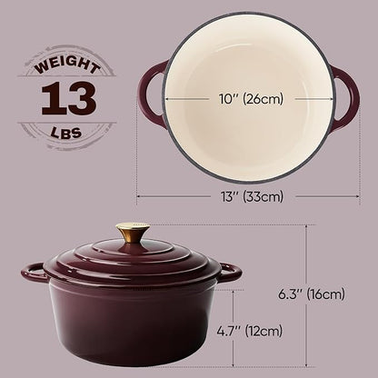 6 Quart Dutch Oven Pot with Lid, Non Stick Enameled Cast Iron Dutch Oven - Image 5