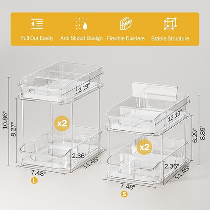 Delamu 2-Tier Under Sink Organizers and Storage, Pull Out Kitchen Pantry - Image 5