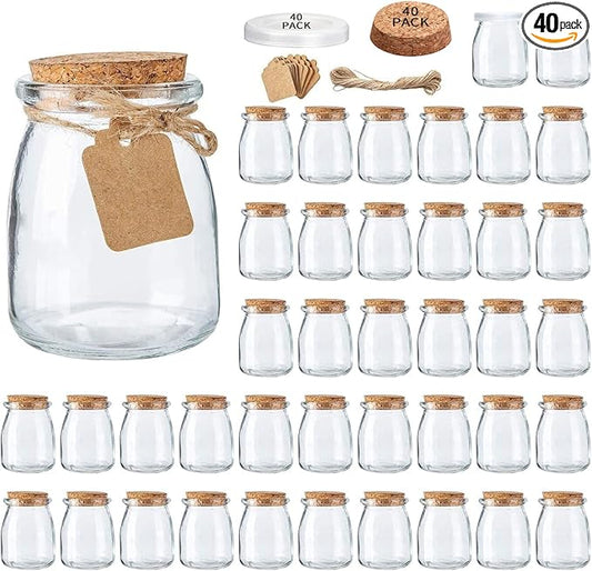 Brajttt Glass Mini Yogurt Jars 40 Pack, 7 oz Favor Jars by Brajttt