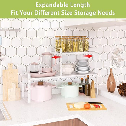 Across-Star Expandable Cabinet Shelf Organizer Rack, Stackable Kitchen Counter - Image 5