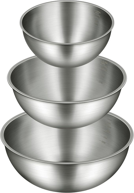Gronivex Stainless Steel Mixing Bowls Set of 3 by GRONIVEXHOMEGOODS