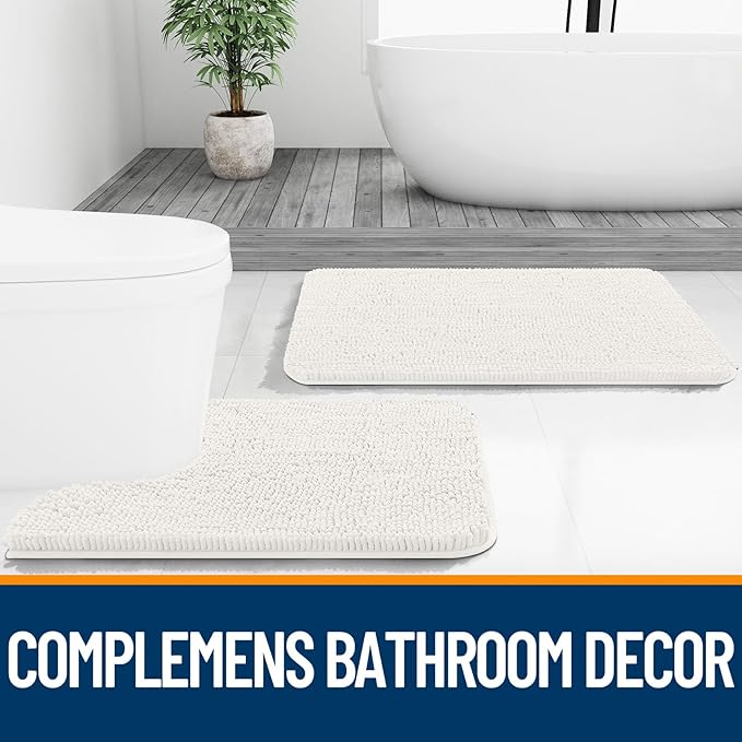 OLANLY Bathroom Runner Rugs 47x24, Extra Soft Absorbent Chenille Bath Rugs - Image 7