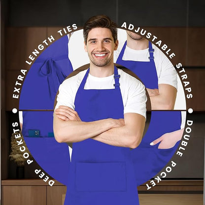 Adjustable Bib Apron 100% Polyester Kitchen Aprons Waterdrop Resistant Aprons - Image 4