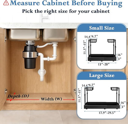 Aisslro Under Sink Organizer, 2 Tier Under the Sink Storage, Expandable - Image 4