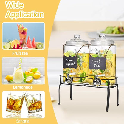 1 Gallon Glass Drink Dispenser Set of 2, Drink Dispensers - Image 7