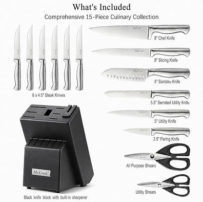 McCook® Knife Sets, German Stainless Steel Knife Block Sets - Image 3