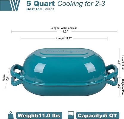 VORRINGARD Enameled Cast Iron Sourdough Bread Oven, Dutch Oven, Loaf Cast Iron - Image 2