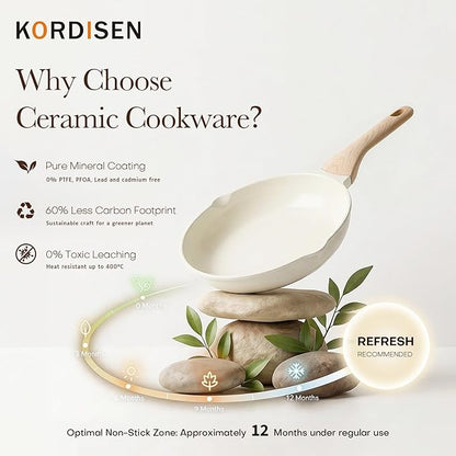 Kordisen Ceramic Non Stick Frying Pans Skillet, 9.5 Inch Ceramic Frying Pan - Image 3
