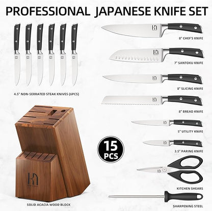 KnifeSaga Knife Set, Japanese High Carbon Stainless Steel Set of Knives - Image 7
