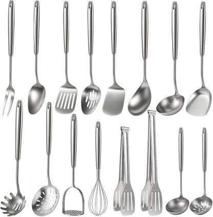 Newness 16 Pcs Cooking Utensils Set, 304 Stainless Steel Kitchen Utensils Set by NewnessFocusOnStainlessSteel