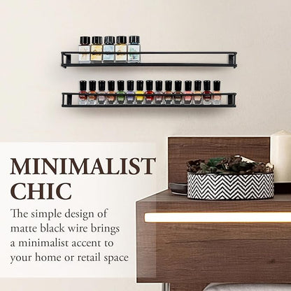 MyGift 16 Inch Wall Mounted Black Metal Nail Polish and Essential Oil Display - Image 4