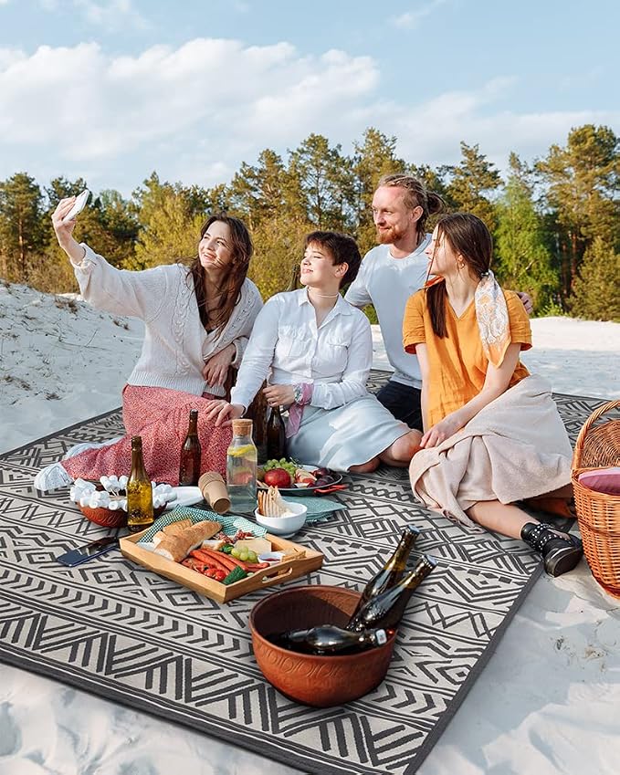 Outdoor Rug Carpet 9x12 ft, Flatweave Textured Outdoor Patio Rug Non Slip - Image 7