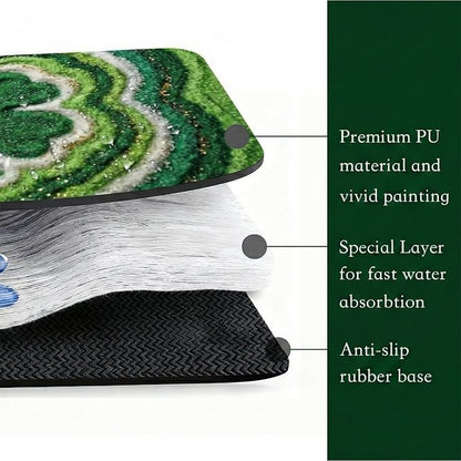 St Patrick’s Day Dish Drying Mat: 12’’x20’’ Green Shamrock Absorbent Counter - Image 3
