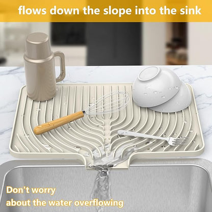 Silicone Drying Mat for Kitchen Counter, Dish Drying Rack Matt - Image 3