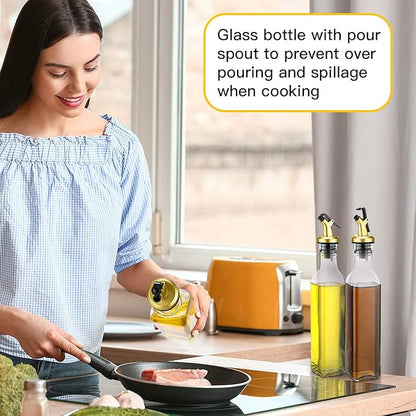 Hushee 12 Pcs Clear Glass Olive Oil Dispenser Bottles Sets Include 8oz Glass - Image 7