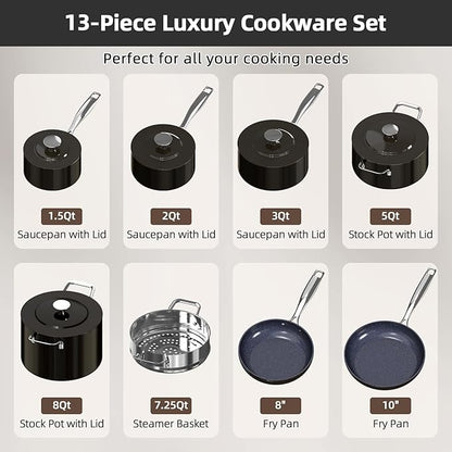 Nuwave Lux 13pc Forged Lightweight Cookware Set PFAS Free, Healthy G10 Duralon - Image 8