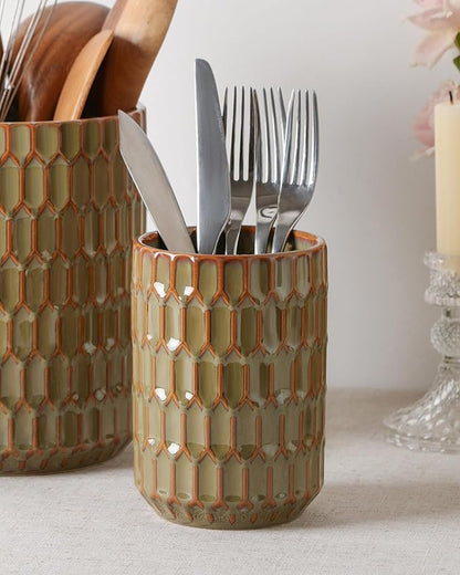 Utensil Holder, 7.5"+5.3" Ceramic Kitchen Utensil Holder - Image 8