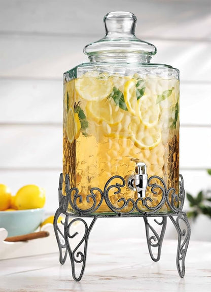 MosJos 2.5 Gallon Classic Hammered Glass Beverage Dispenser - Image 2