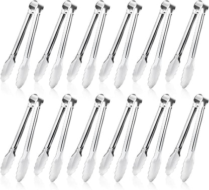 12 Pack Small Serving Tongs, XEVOM Stainless Steel Sugar Tongs Mini Appetizers by XEVOM