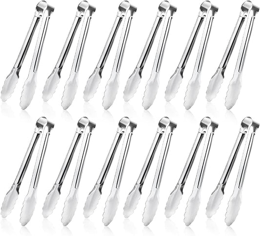 12 Pack Small Serving Tongs, XEVOM Stainless Steel Sugar Tongs Mini Appetizers by XEVOM