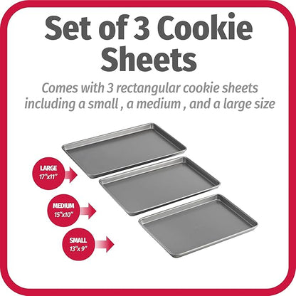 GoodCook Everyday Nonstick Baking Sheet Set, 3 Pack Includes Small Medium and - Image 2