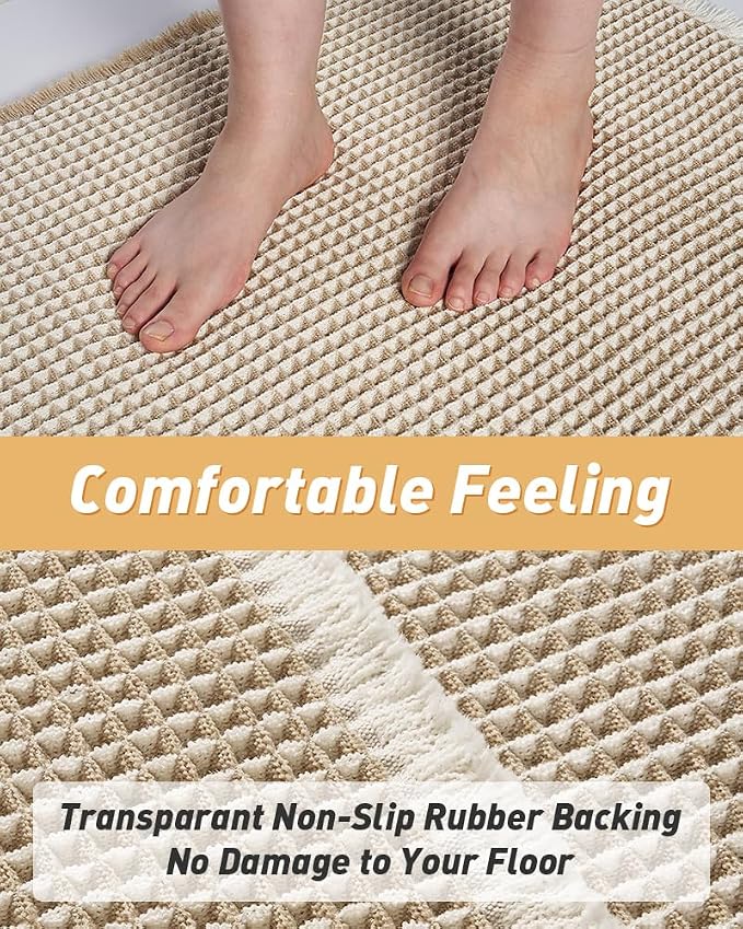 AMOAMI Waffle Bath Mats for Bathroom Bathroom Rugs Set of 2 Waffle Bathroom Mat - Image 4