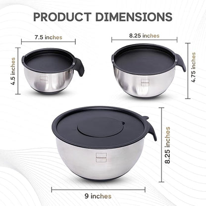 Stainless Steel Mixing Bowls Set of 3, Large Nesting Bowls - Image 6