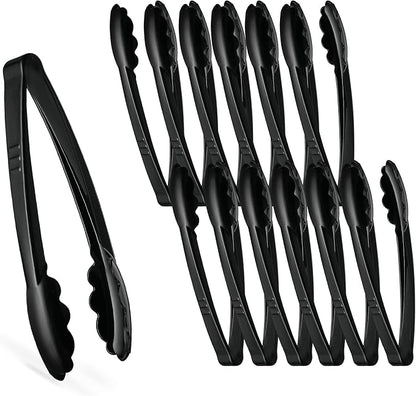 Plasticpro 7.5'' Serving Tongs Heavy Duty Reusable Kitchen and BBQ Black by PLASTICPRO