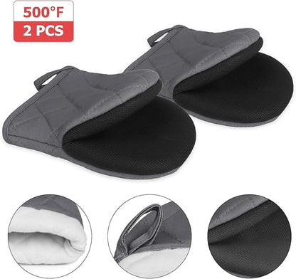 Short Oven Mitts, Heat Resistant 500°F, Silicone Grip Kitchen Gloves, Non-Slip - Image 3