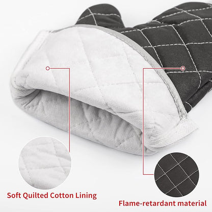 ARCLIBER Oven Mitts Heat Fire Resistant Oven Mitts 425 ° F, Quilted Terry Cloth - Image 2
