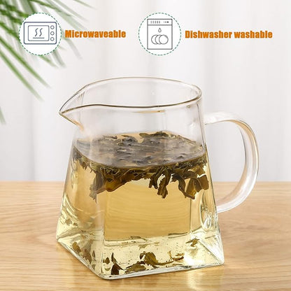 Leinuosen 2 Pcs Glass Pitcher Elegant Shaped Glass Tea Pitcher Coffee Milk - Image 3
