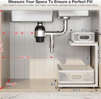 2 Pack 18.5IN-Depth Under Sink Organizer - Image 2