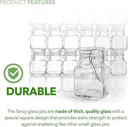 Small Square Glass Jars with Airtight Round Lids, Empty Spice Containers with - Image 4