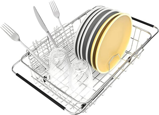 304 Stainless Steel Drying Rack, Expandable, Adjustable Inside The Sink by BTLATHA