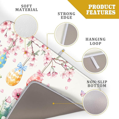 Giwawa Easter Bunny Dish Drying Mat, Spring Rabbits Eggs Hunt Dish Drainer Mats - Image 4