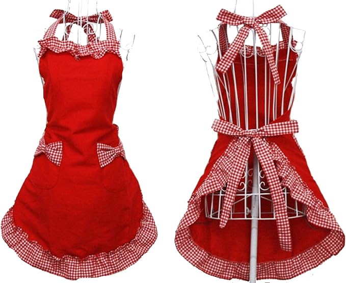 Hyzrz Cute Fashion Cotton Red Aprons by Hyzrz