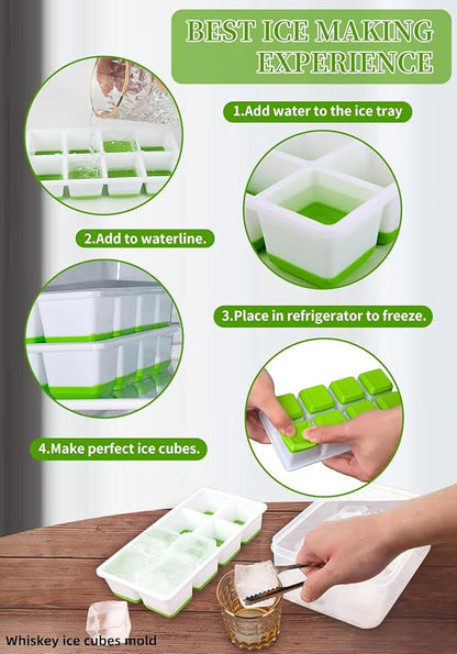 2 INCH Ice Cube Tray with Lid & Bin, Square Large Ice Cube Molds | ice trays - Image 7