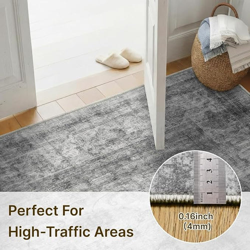 2x3 Rug for Entryway Hallway-Vintage Farmhouse Boho Floral Neutral Washable - Image 2