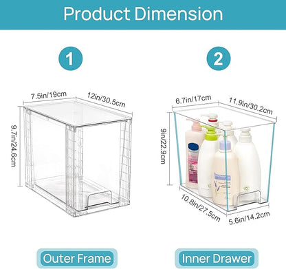 Vtopmart 4 Pack Clear Stackable Storage Drawers, 9.7" High Plastic Organizers - Image 3