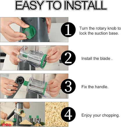 Ourokhome Rotary Cheese Grater Hand Crank, Kitchen Shredder Speed Mandolin - Image 5
