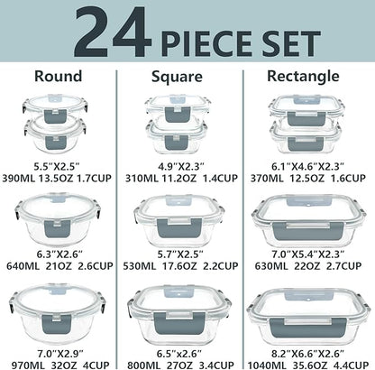 12 Pack Glass Food Storage Container Set - Image 2