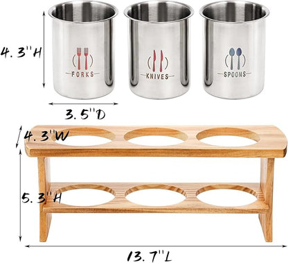 Lyellfe Silverware Holder for Countertop, Stainless Steel Cutlery Utensil - Image 2